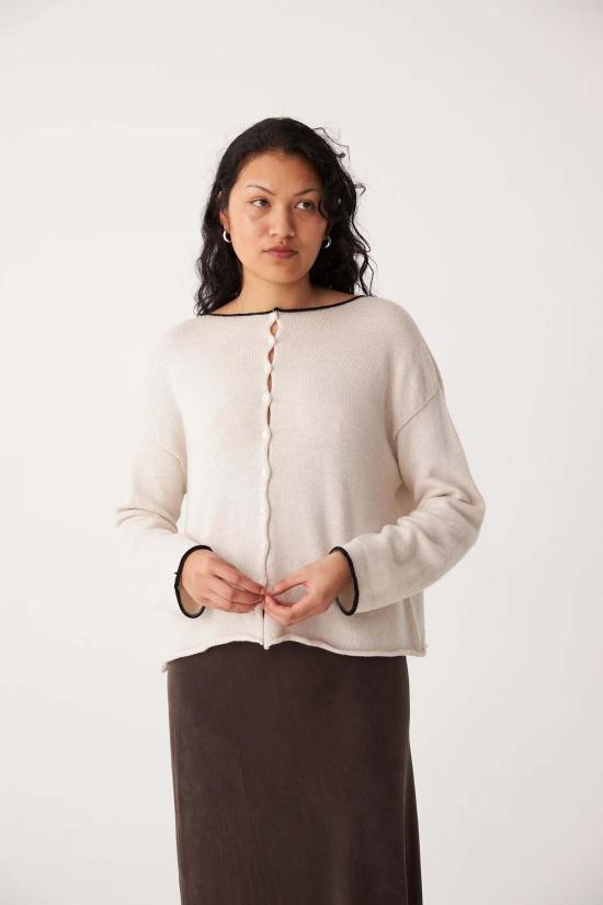  Francie 가디건 프랜시 돌스 트리밍 카디건 아이보리/블랙 - OTHER BRANDS