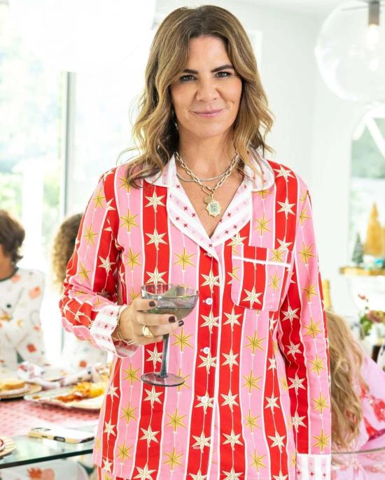  케이티 키메 언더웨어 트리 토퍼 긴팔 파자마 팬츠 세트 레드 - KATIE KIME