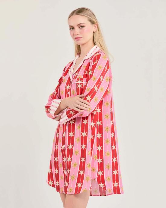  케이티 키메 라운지 웨어 트리 토퍼 슬립 셔츠 레드 - KATIE KIME