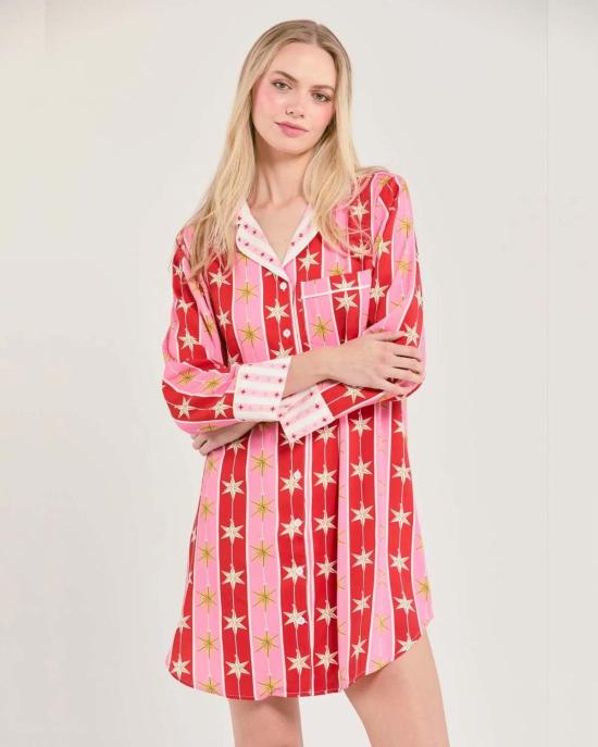  케이티 키메 언더웨어 트리 토퍼 슬립 셔츠 레드 - KATIE KIME