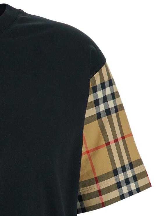 25FW 버버리 체크 코튼 티셔츠 8073028A1189 Black - BURBERRY