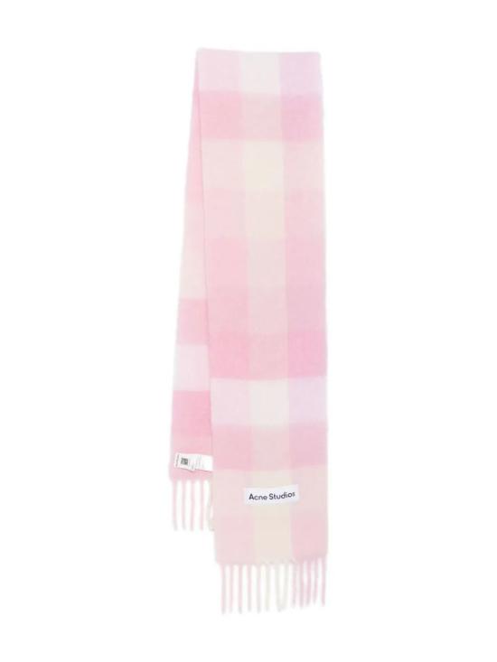 25FW 아크네 스튜디오 모헤어 체크 머플러 CA0084DTL CANDY PINK WHITE PALE DOM
