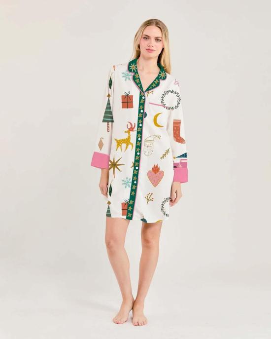  케이티 키메 라운지 웨어 Katie Kime Mod 홀리데이 슬립 셔츠 - KATIE KIME