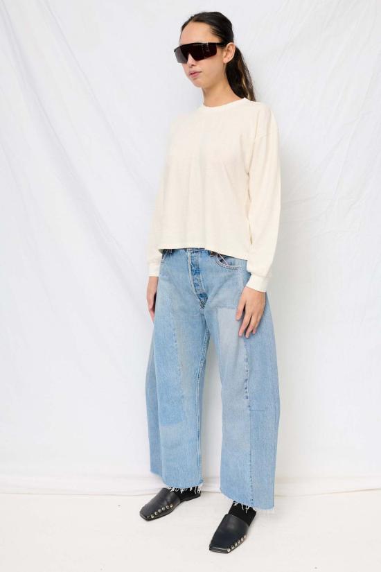  영메이븐 긴팔 티셔츠 융메이븐 화이트 크롭 롱슬리브 티셔츠 - JUNGMAVEN