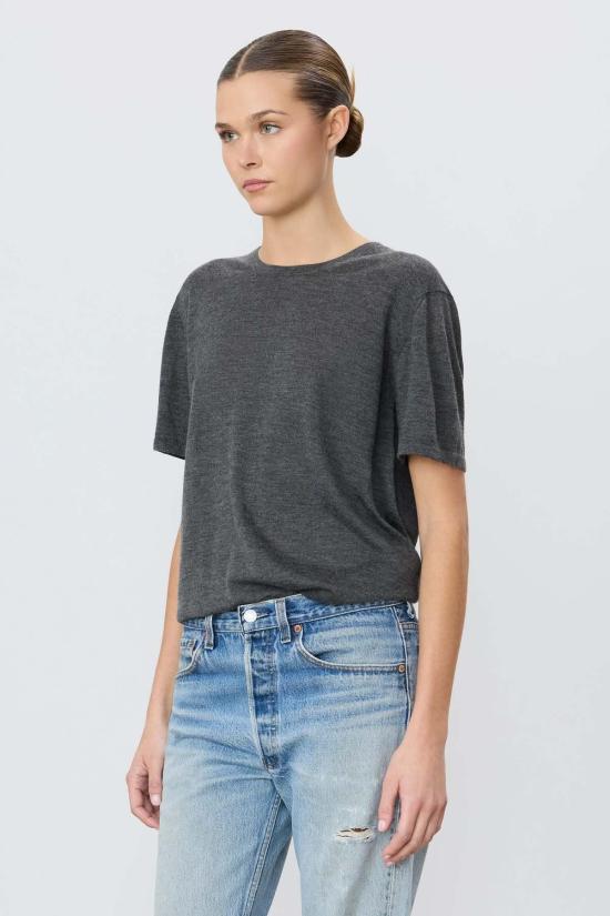  에태르네 반팔 티셔츠 에테르네 반팔 보이프렌드 티셔츠 티 헤더 차콜 - ETERNE