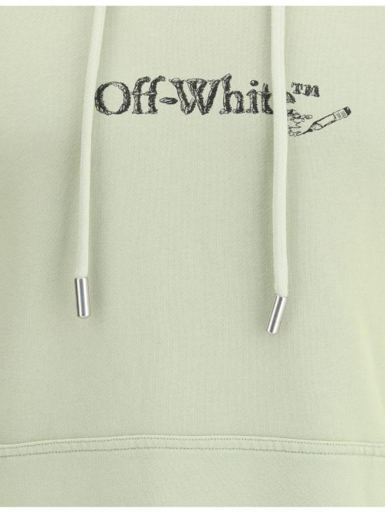 25FW 오프화이트 후드 티셔츠 OMBB085F25FLE00F 5010 GREEN - OFF WHITE