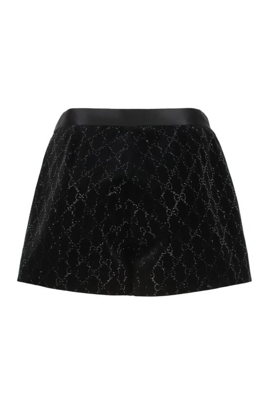 25FW 구찌 엠브로이더드 코튼 벨벳 숏팬츠 835784ZJV75 1000 Black - GUCCI