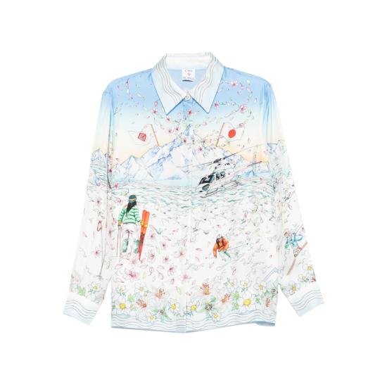 25FW 카사블랑카 긴팔 셔츠 SH 195 04 HIVFL WHITE BLUE