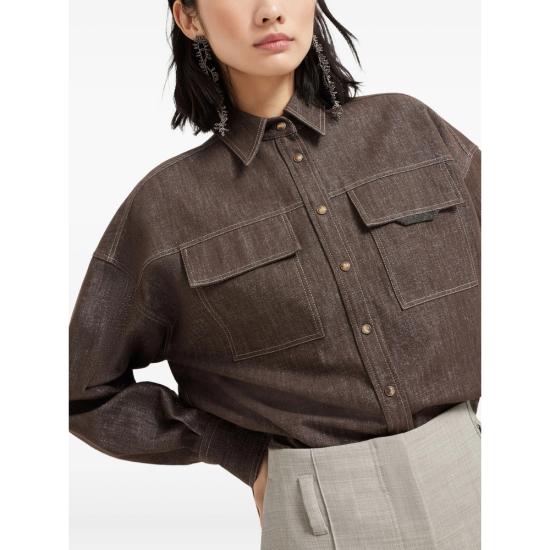 25FW 브루넬로 쿠치넬리 탑 MB148MY516 C003 BROWN - BRUNELLO CUCINELLI