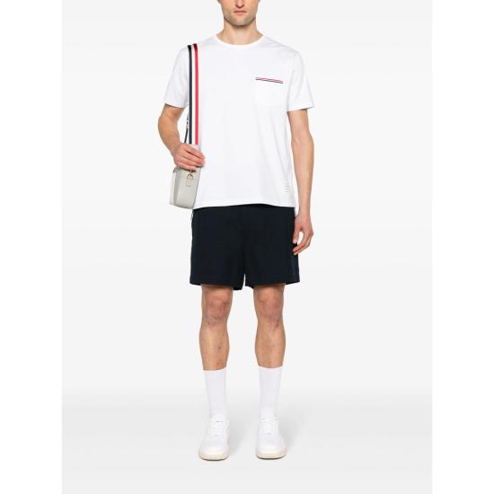 26SS 톰브라운 미디움 웨이트 저지 팁 포켓 크루넥 티셔츠 MJS010A 01454 100 WHITE - THOM BROWNE
