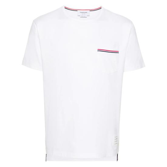 26SS 톰브라운 미디움 웨이트 저지 팁 포켓 크루넥 티셔츠 MJS010A 01454 100 WHITE