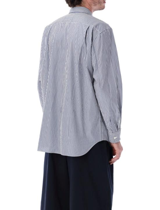 26SS 꼼데가르송 블랙하트 와펜 스트라이프 셔츠 AX B018 0511 Blue - COMME DES GARCONS