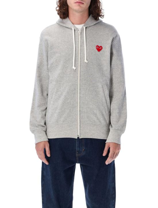 26SS 꼼데가르송 플레이 레드 하트 후드 집업 AX T168 0511 Grey - COMME DES GARCONS