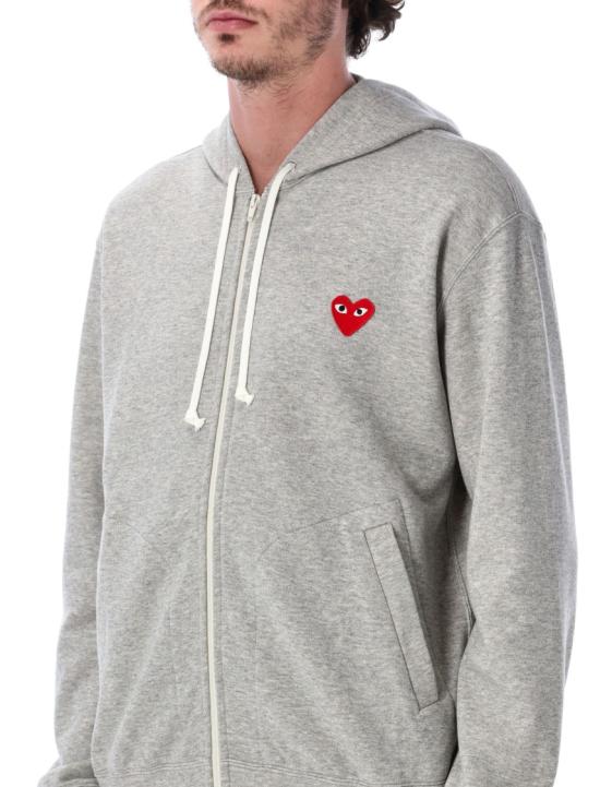 26SS 꼼데가르송 플레이 레드 하트 후드 집업 AX T168 0511 Grey - COMME DES GARCONS