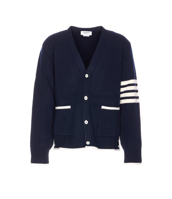 25FW 톰브라운 4바 밀라노 스티치 브이넥 메리노 울 가디건 MKC608A Y1029415 Blue