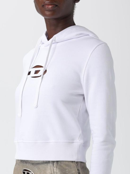 25FW 디젤 F 슬리미 후드 Od 컷 아웃 로고 크롭 후드티셔츠 A157140GRAC 100 White - DIESEL