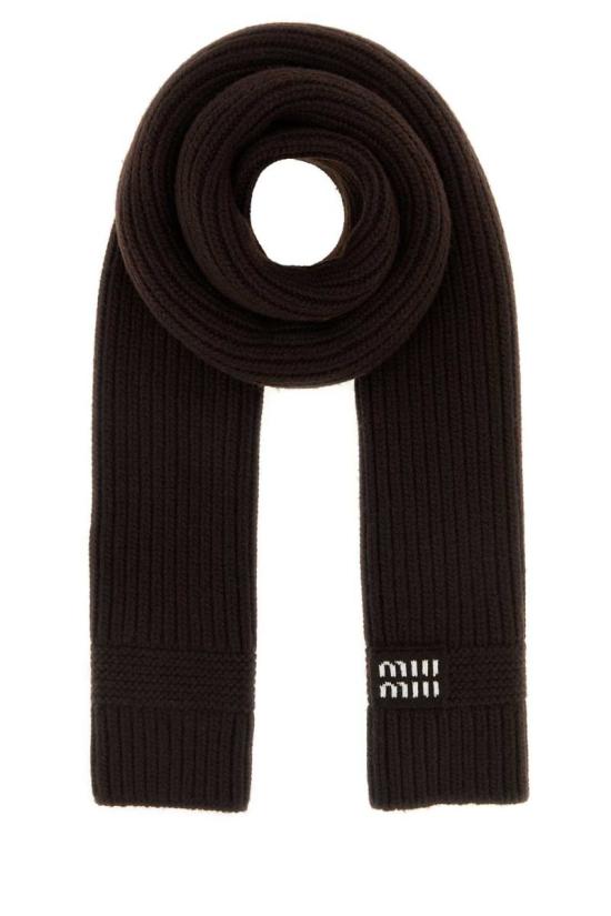25FW 미우미우 울 캐시미어 스카프 5FS0482F8SF0003 DARK BROWN DOM