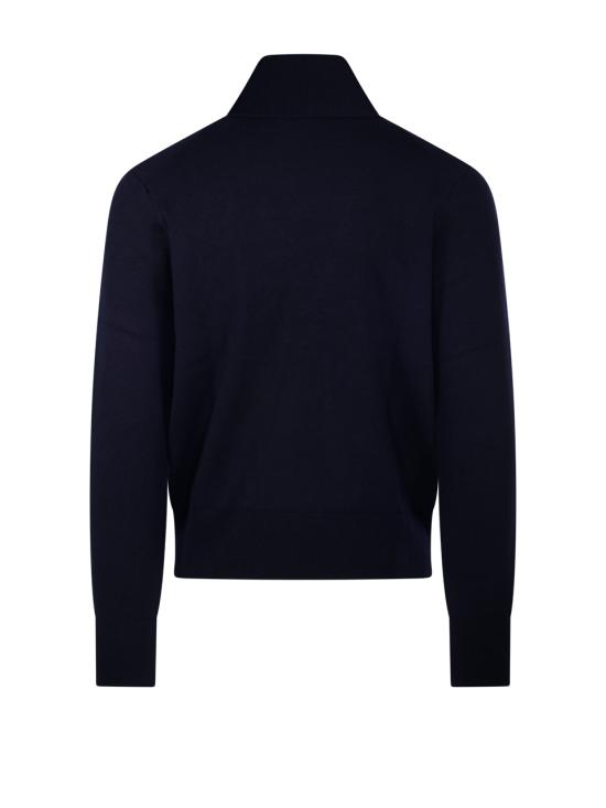 25FW 아미 스몰 하트 로고 메리노 울 니트 터틀넥 HKS827 001 414 NAVY RED - AMI