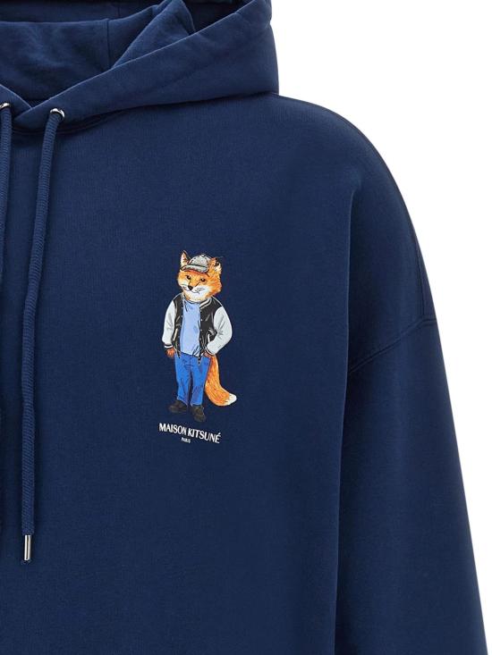 25FW 메종키츠네 드레스드 폭스 오버사이즈 후드 티셔츠 PM00707KM0340 0329 Blue - MAISON KITSUNE