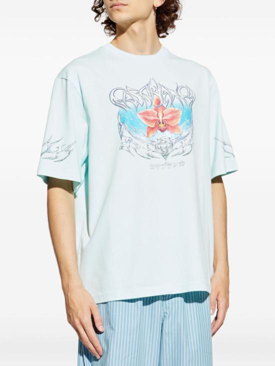 25FW 카사블랑카 반팔 티셔츠 MAW25JTS04407 PALEBLUEJERSEY Clear Blue - CASABLANCA