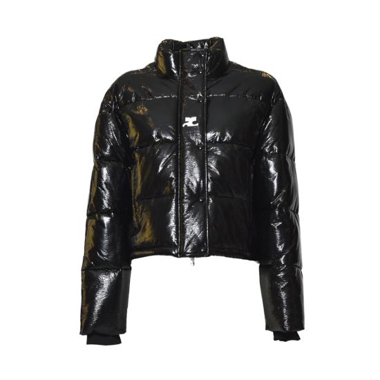 25FW 쿠레쥬 바이닐 숏 푸퍼 자켓 323CMA106VY0016 9999 Black - COURREGES