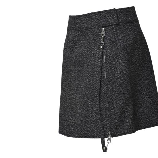 25FW 쿠레쥬 집드 캐비어 미니 스커트 325CJU292WO0144 9901 Black - COURREGES