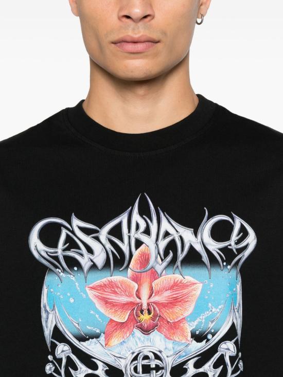 25FW 카사블랑카 반팔 티셔츠 MAW25JTS04405 BLACKJERSEY Black - CASABLANCA