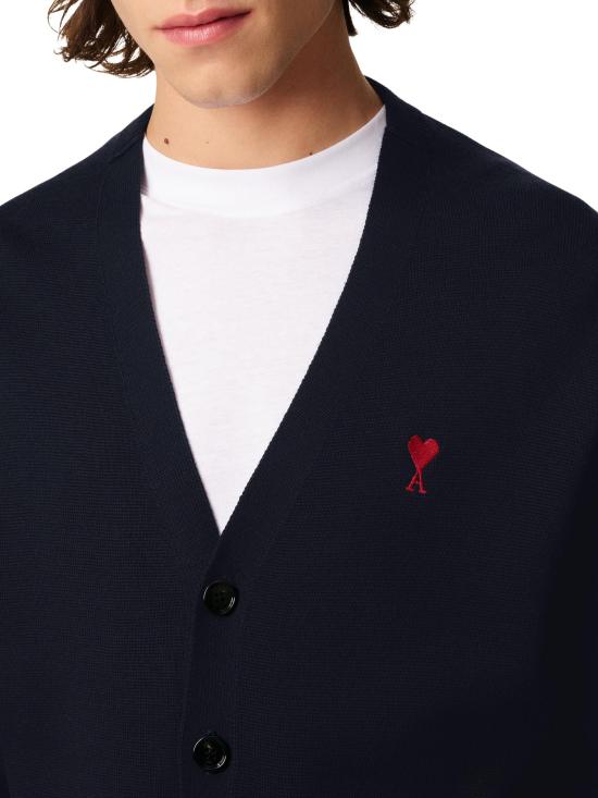 25FW 아미 ADC 울 V넥 가디건 HKC361 001414 Blue - AMI