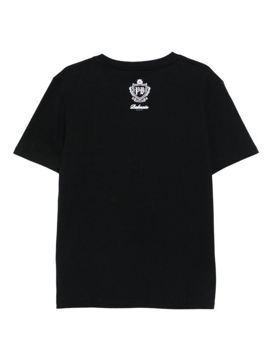 25FW 발망 플록 반소매 티셔츠 FH0EG000GF30 EAB Black - BALMAIN