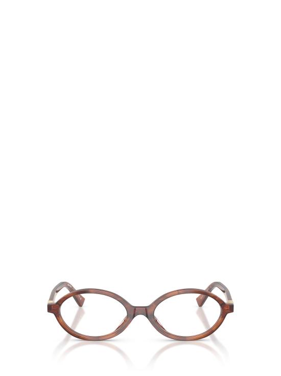 26FW 미우미우 REGARD 리가드 오벌 프레임 안경 MU 01XV 26E1O1 STRIPED TOBACCO