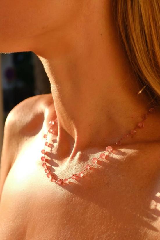  이바렌 목걸이/팬던트 멜로즈 딸기 쿼츠 목걸이 로즈 - IVARENE