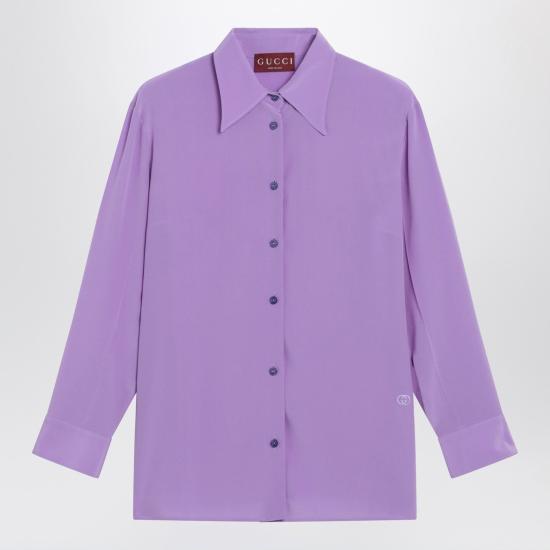 25FW 구찌 실크 크레이프 드 씬 셔츠 853004Z7AXX Purple