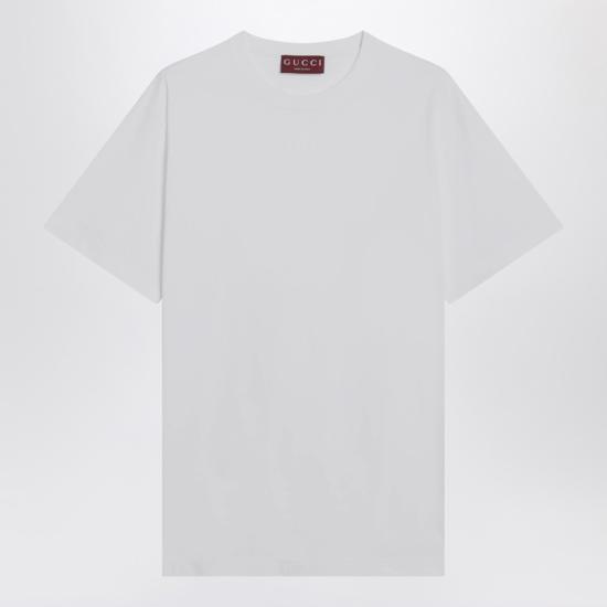  구찌 로고 자수 코튼 저지 반팔 티셔츠 837959XJHJR White