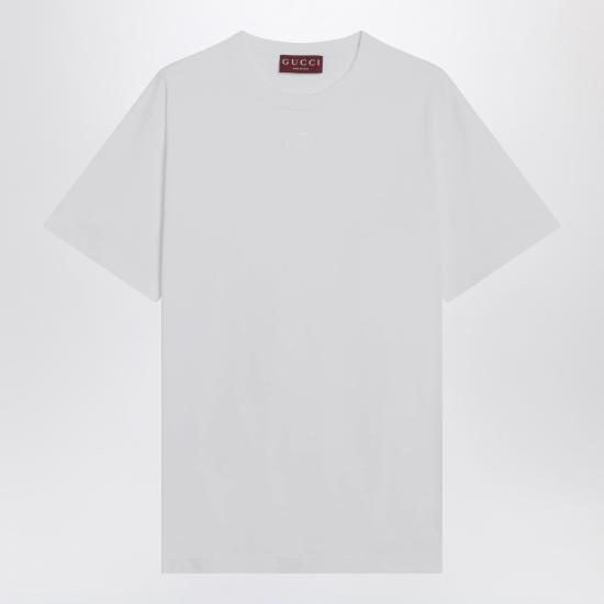 25FW 구찌 로고 자수 코튼 저지 반팔 티셔츠 837959XJHJR White
