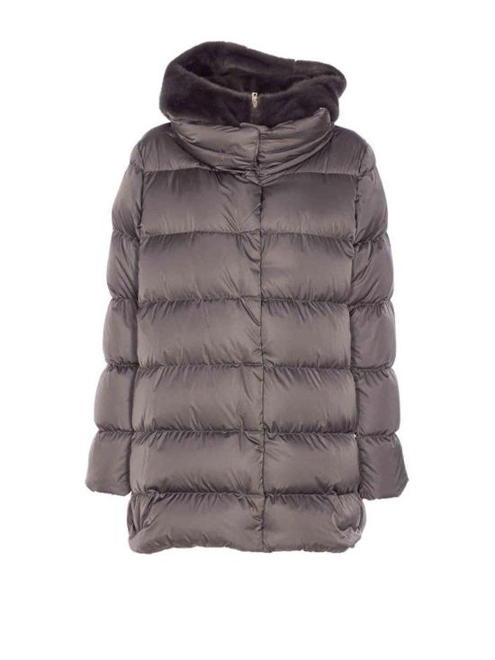 25FW 에르노 새틴 & 뉴 레이디 퍼 A셰이프 다운 자킷 PI001934D 12170Z9480 Grey