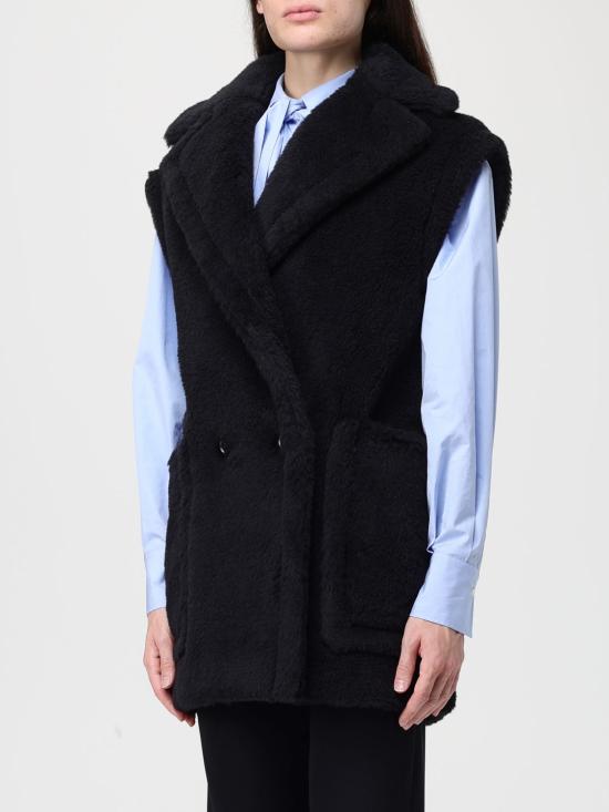 25FW 막스마라 테디 알파카 울 더블브레스트 베스트 2521276253600 008 Black - MAX MARA