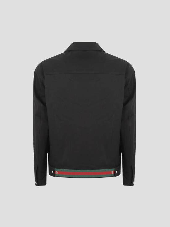 25FW 구찌 웹 디테일 코튼 트윌 자켓 827503ZAQH5 1000 BLACK - GUCCI