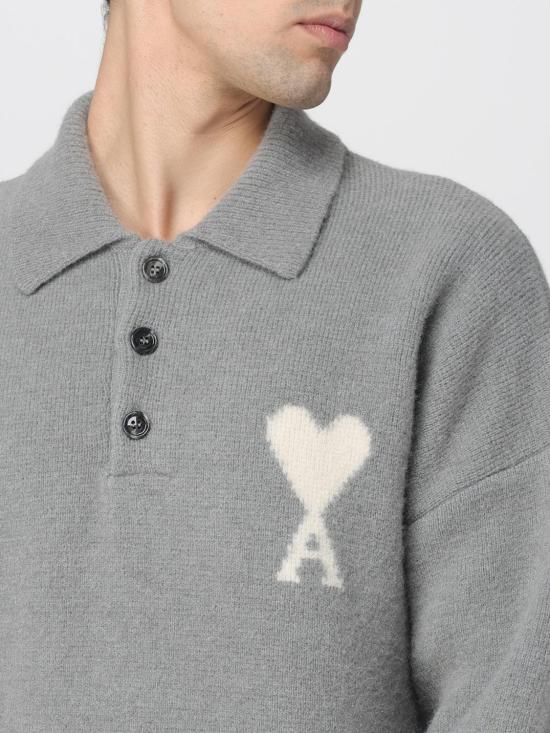 25FW 아미 폴로 티셔츠 UPL408KN0135 058 Grey - AMI