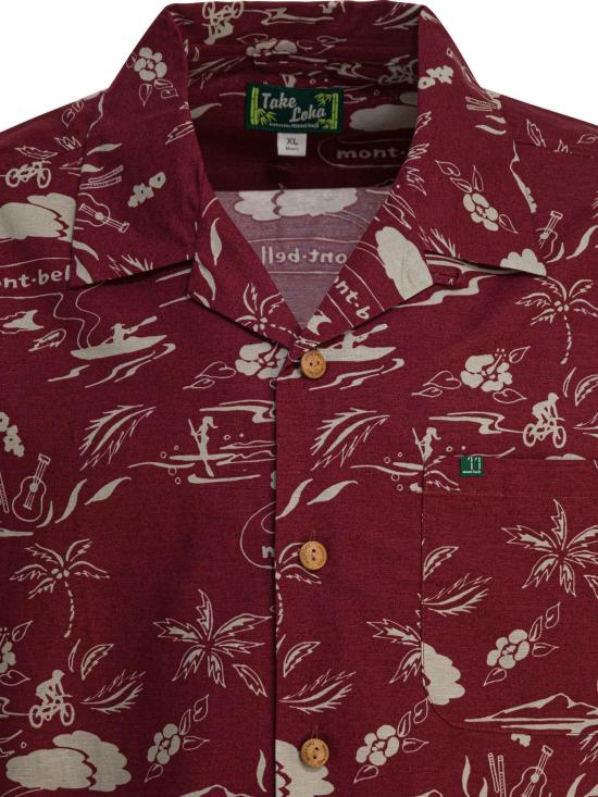 25FW 몽벨 반팔 셔츠 2104584 TAKE LOHA M S ISLAND 3 BORDEAUX - MONTBELL