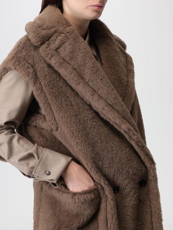 25FW 막스마라 테디 알파카 울 더블브레스트 베스트 2521276253600 004 Brown - MAX MARA