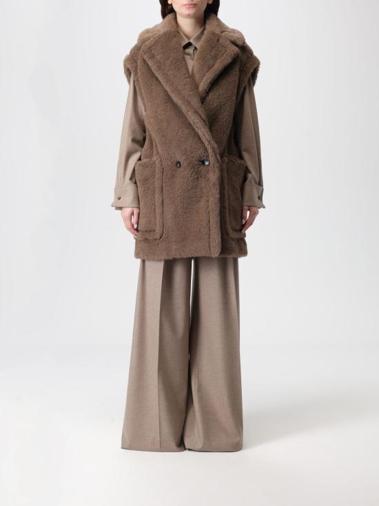 25FW 막스마라 테디 알파카 울 더블브레스트 베스트 2521276253600 004 Brown