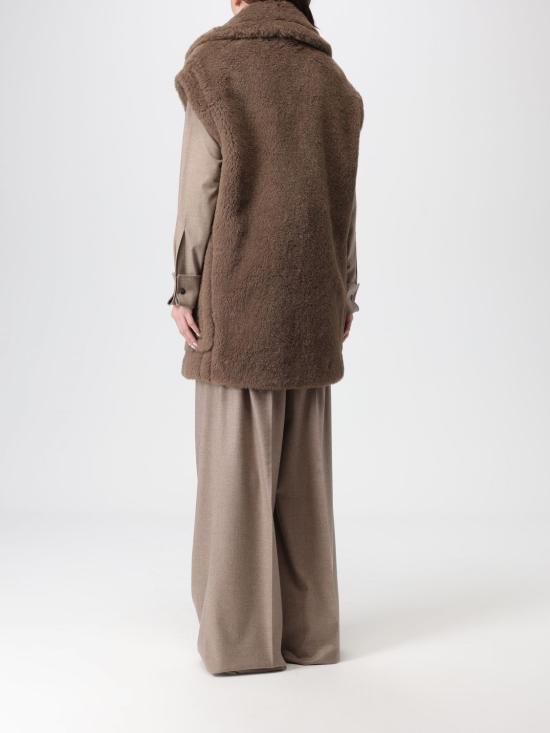 25FW 막스마라 테디 알파카 울 더블브레스트 베스트 2521276253600 004 Brown - MAX MARA