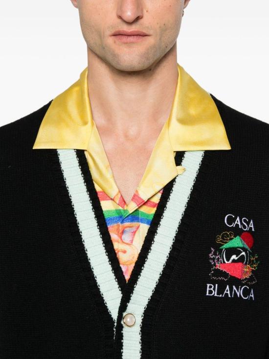 25FW 카사블랑카 스웨터 MPF25KW1001 01 BLACK - CASABLANCA