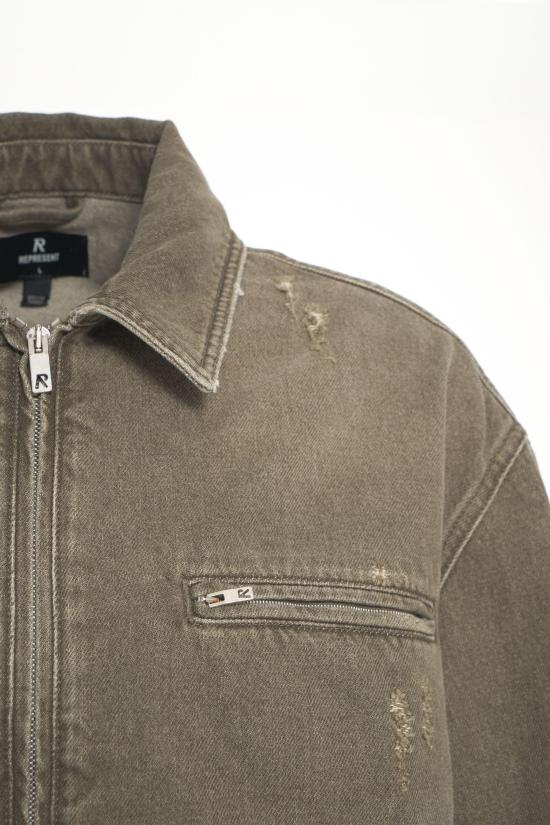 25FW 리프레젠트 데님 자켓 100336 COLLARED WASHED OLIVE VERDE - REPRESENT