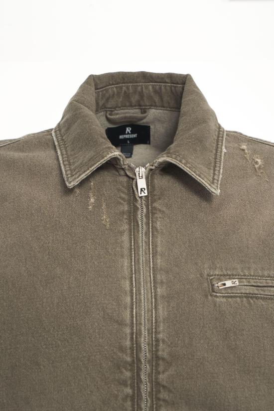 25FW 리프레젠트 데님 자켓 100336 COLLARED WASHED OLIVE VERDE - REPRESENT