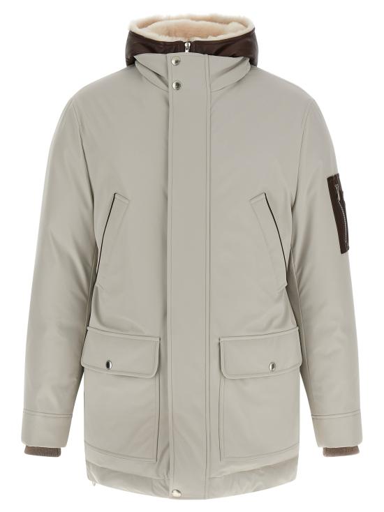 25FW 브루넬로 쿠치넬리 스트레치 본딩 나일론 다운 패디드 파카 MV4061627CRM33