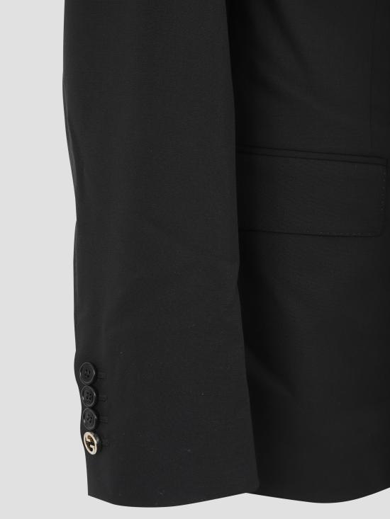 25FW 구찌 슬림핏 울 투 버튼 노치 라펠 수트 827026Z7AOX 1000 BLACK - GUCCI