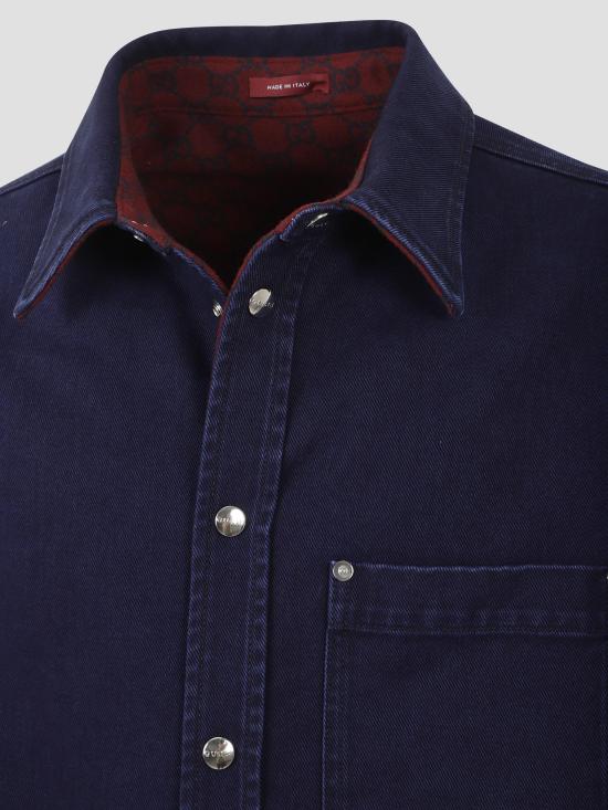 25FW 구찌 리버서블 데님 플란넬 셔츠 835282XDDB6 4447 BLUE - GUCCI