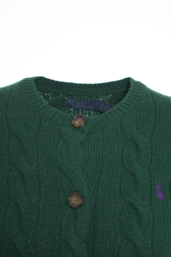 25FW 폴로 랄프로렌 로고 자수 크루넥 가디건 211 972104 008 GREEN VERDE - POLO RALPH LAUREN