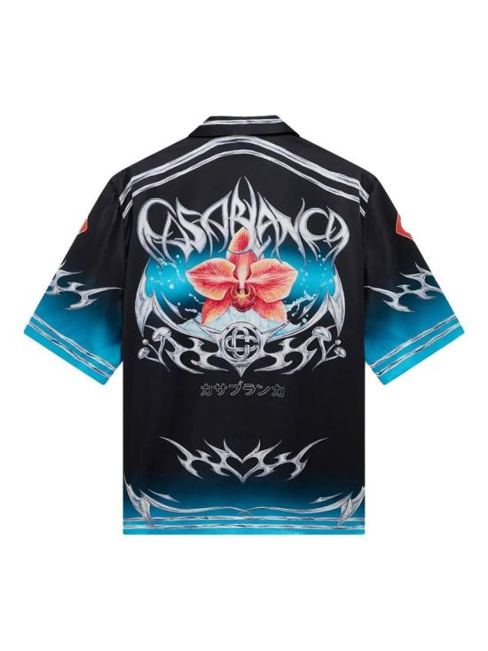 25FW 카사블랑카 반팔 셔츠 MAW25SH003 03 BLACK - CASABLANCA